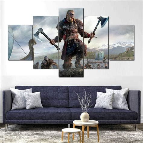 Wall Art Picture Pieces Canvas Print Assassins Creed Valhalla Viking