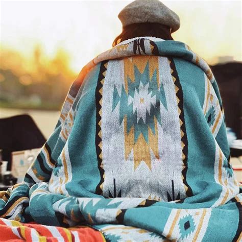 Buy Aztec Patterned Throw Blanket With Soft Sherpa Lining Traditional