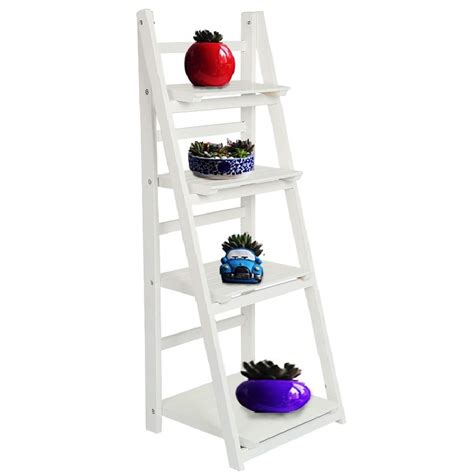 Buy Allright 4 Tiers Ladder Book Shelf Wooden Bookcase Home Decor