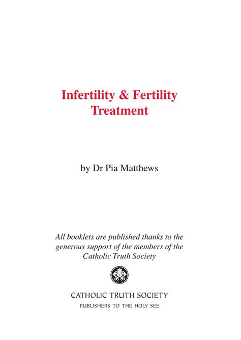 Infertility And Fertility Tretment Preview By Catholic Truth Society