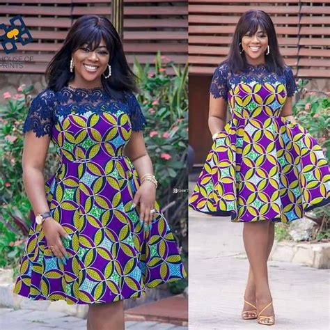 Ankara Flare Dress With A Laced Top Best African Dresses Modern African Print Dresses Latest