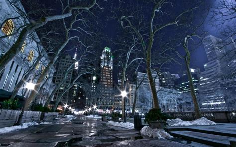 New York On A Winter Night Wallpaper Nature And Landscape Wallpaper