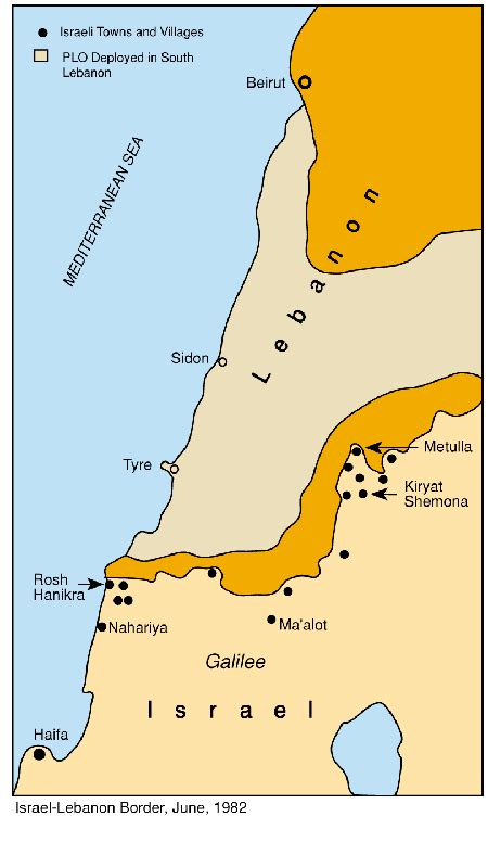 Map Of Israel Lebanon Border June 1982