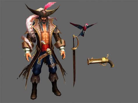Pirate Captain 3d Model 3ds Max Files Free Download Modeling 23395 On
