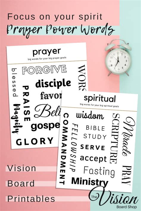 Prayer Vision Board Printables Spiritual Words Vision Etsy