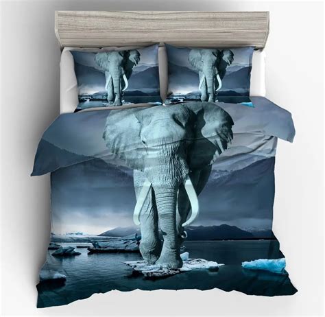 Buy 3 Pieces African Elephant Bedding Set Glacier