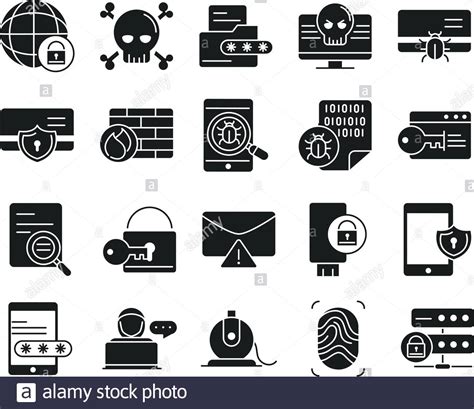 Cyber Security And Information Or Network Protection Icons Set Line