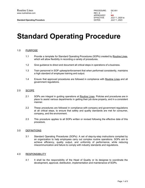 Tag Standard Operating Procedure Routine Lines