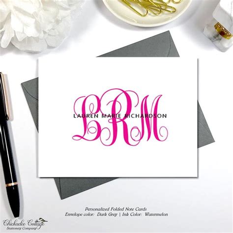 Personalized Monogram Note Card Set Personalized Stationery Etsy In