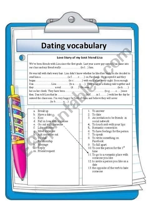 Dating Vocabulary Esl Worksheet By Andromaha