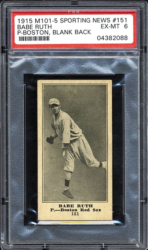 1916 M101 5 Sporting News 151 Babe Ruth Rookie Babe Ruth Baseball Cards Baseball