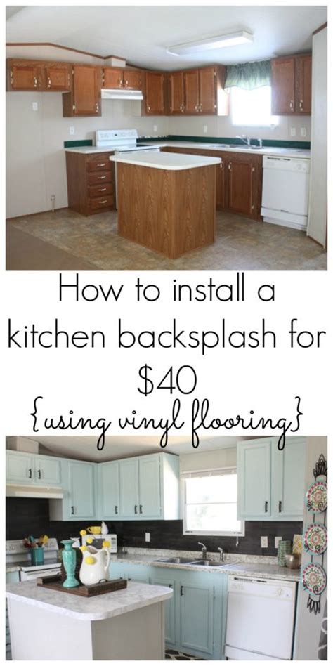 Kitchen backsplash is another way to express your personal style. Our $40 Backsplash {Using Vinyl Flooring} - Re-Fabbed