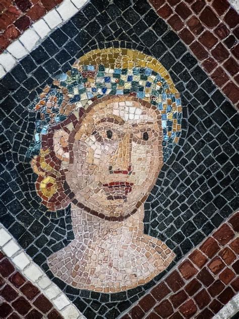 Roman Mosaic Depicting Female Head Possibly The Personification Of