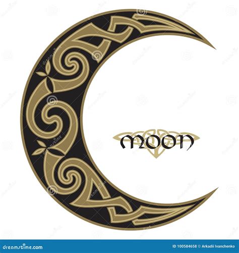 Spiral Celtic Moon Horned Moon Design Stock Vector Illustration Of