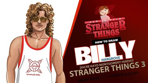 How To Draw Billy Hargrove Stranger Things 3 Super Easy With Coloring