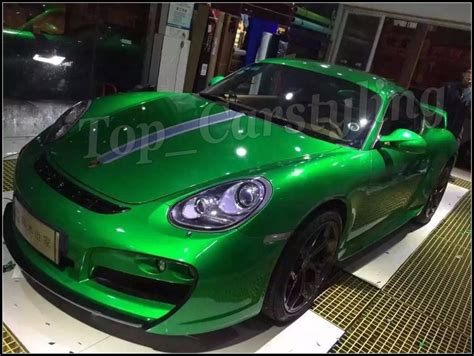 2017 Gloss Metallic Green Vinyl Car Wrap Styling Candy Glossy With Air