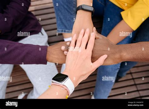 Multiracial Friends Doing Hands Stack Stock Photo Alamy