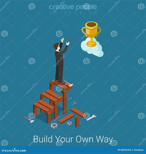 Build Own Way Success Business Stairs Flat 3d Vector Isometric Stock