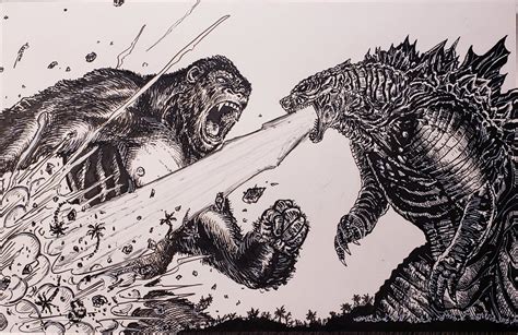 Godzilla Vs King Kong Coloring Pages 2020 Kong Vs Godzilla Drawing