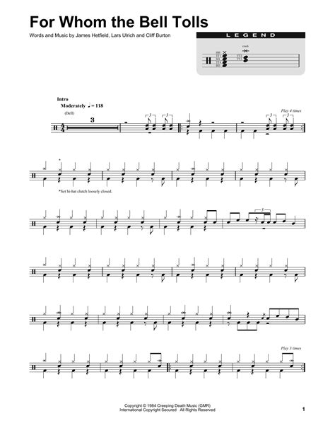 For Whom The Bell Tolls Tab - For Whom The Bell Tolls Sheet Music | Metallica | Drums Transcription
