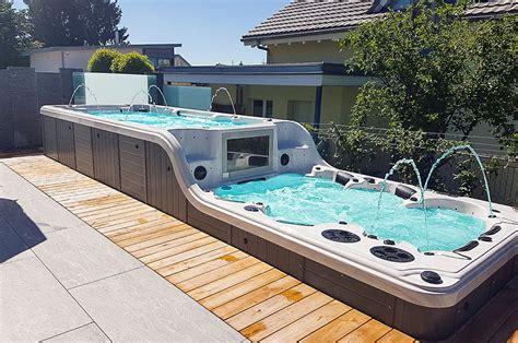 Armstark Swim Spa Referenz Luxema Whirlpool Pavillon Pool Im Garten