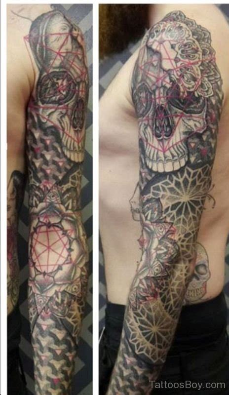 Skull Tattoo On Full Sleeve Tattoos Designs