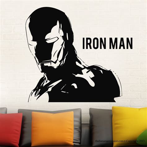 Hwhd Ironman Wall Decal Stickers Marvel Comics Decor Modern Stickers
