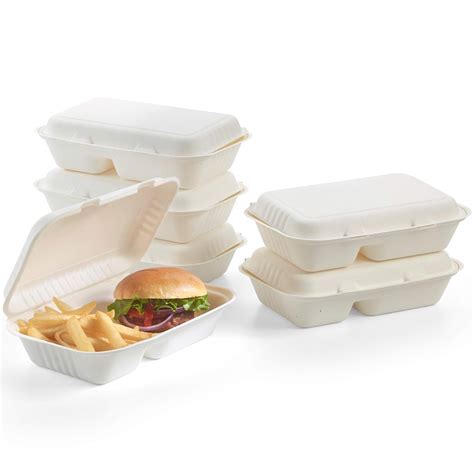 Buy Vallo 100 Compostable Clamshell To Go Boxes For Food 9x6 2