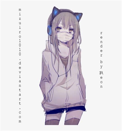 Anime Girl Headphones Cat Free Transparent Png Download Pngkey