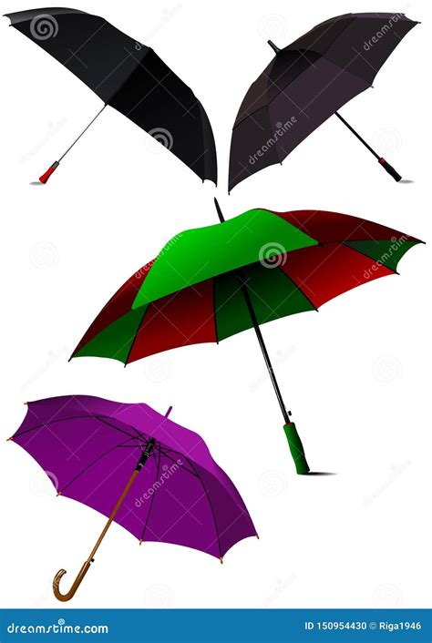 Set Of Opened Umbrellas Vector Stock Vector Illustration Of Isolated