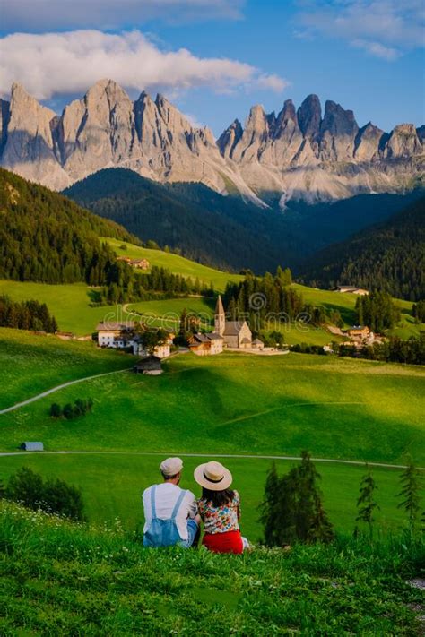 Wonderful Landscape From Santa Maddalena Village In Dolomites Italy