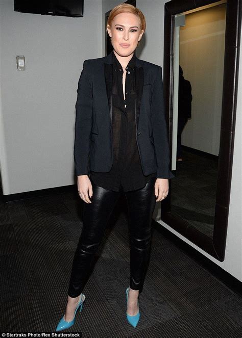 Rumer Willis Shows Off Bra In See Through Shirt And Leather Trousers