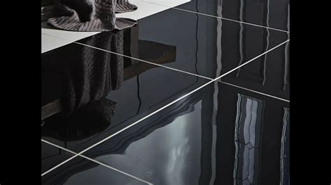 Shiny Black Bathroom Floor Tiles