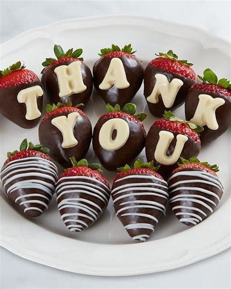 Chocolate Covered Strawberries With Thank You Written On Them