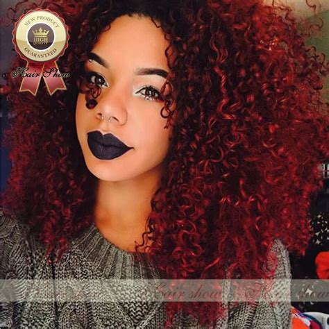 2016 Fashion Style Ombre Red Kinky Curly Wigs 7a Full Lace Human Hair