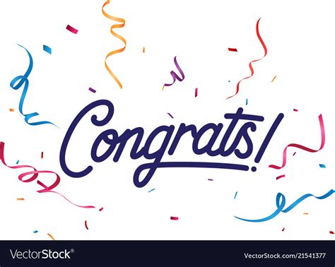 Congrats Sign With Colorful Confetti Royalty Free Vector
