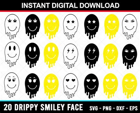 Melted Smiley Face Svg Emoji Svg Png Digital Download Etsy