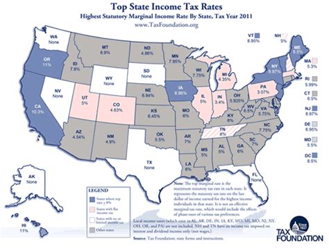 Compare Sales Income And Property Taxes By State Us Map 2011 — My