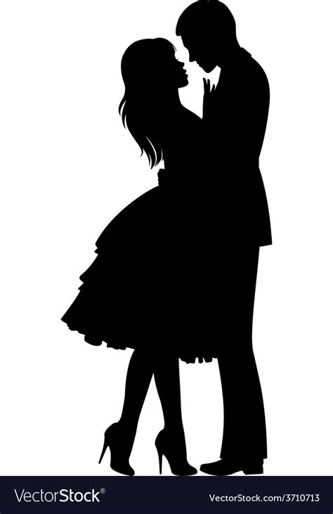Silhouette Of Loving Couple Hugging Royalty Free Vector