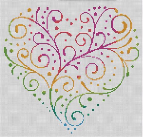 Counted Cross Stitch Floral Heart Flowers Hearts Art Etsy