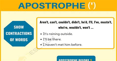 Apostrophe When To Use An Apostrophe In English Esl