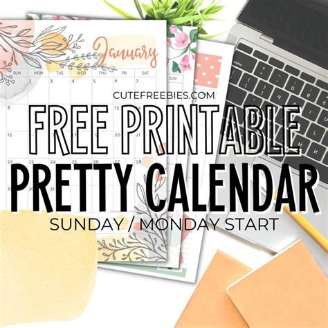 Pretty 2023 Calendar Free Printable Template Cute Freebies For You In