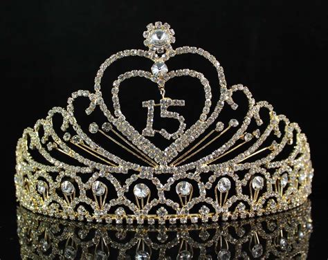Ff Rhinestone Sweet 15 Birthday Tiara Crowns For Girls