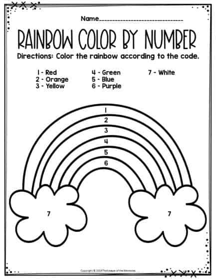 Free Printable Color By Number Rainbow Preschool Worksheet The Keeper