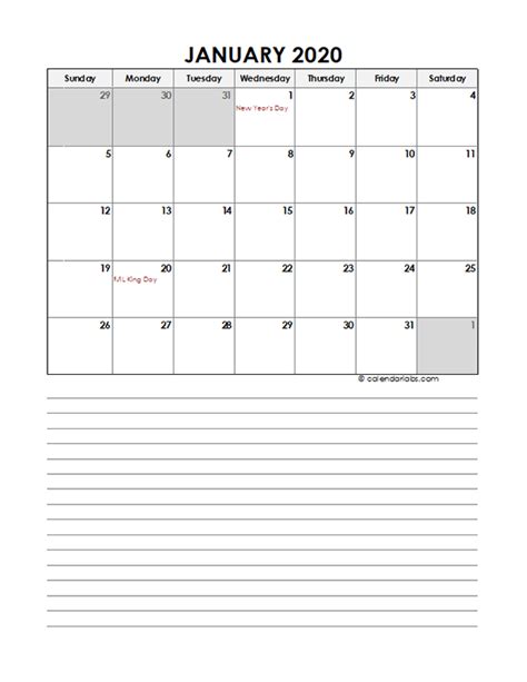 2020 Monthly Excel Template Calendar Free Printable Templates