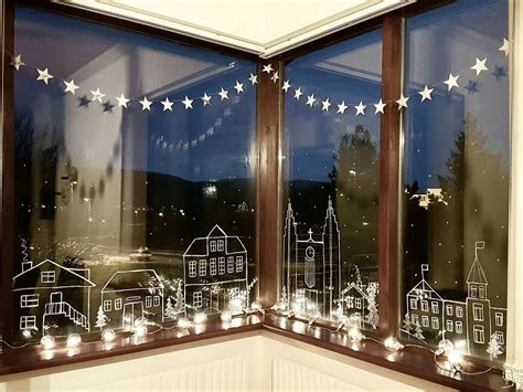 Chalk Pen On Window For Nice Winter Or Holliday Decoration Christmas