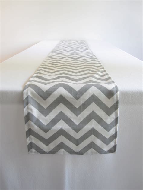 Gray And White Chevron Table Runner 11 X 108 In