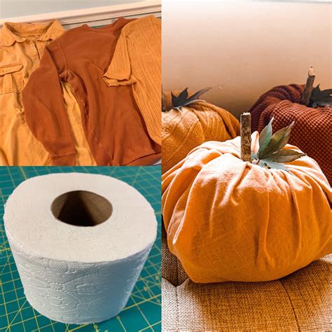 Easy Toilet Paper Pumpkins Made From Thrifted Shirts In Fall Colors