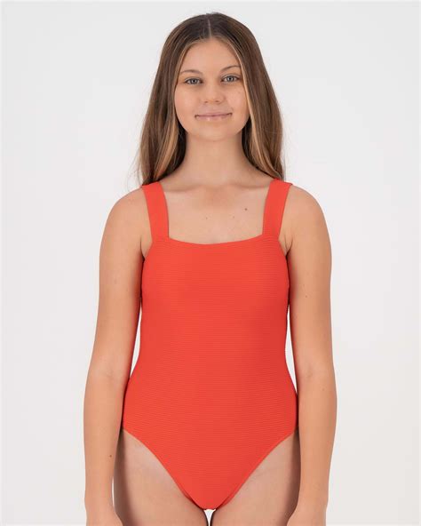 Kaiami Girls Freya One Piece Swimsuit In Chilli Red Fast Shipping And Easy Returns City Beach