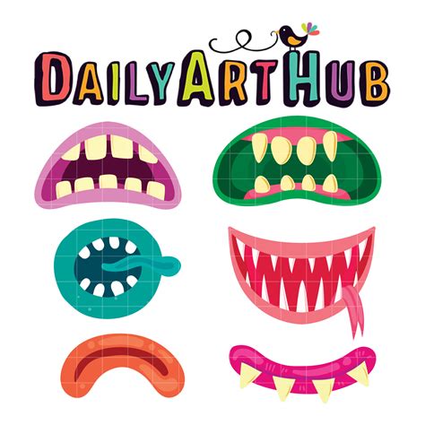Scary Monster Mouth Clip Art Set Daily Art Hub Graphics Alphabets